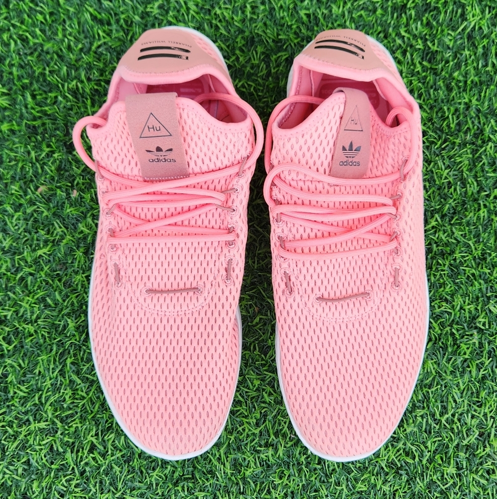 adidas Coral Pink Knit Sneakers with White Sole - Picture 2 of 7